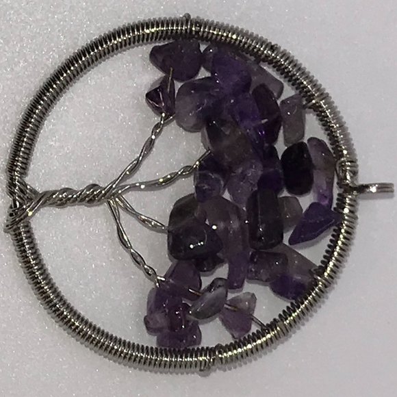 Amethyst Tree Of Life Wire Wrap Pendant - Picture 2 of 7